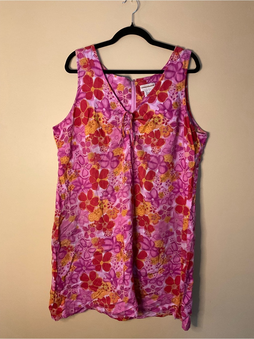 Expressions Plus Size Pink Multi Floral Tie-Front Dress